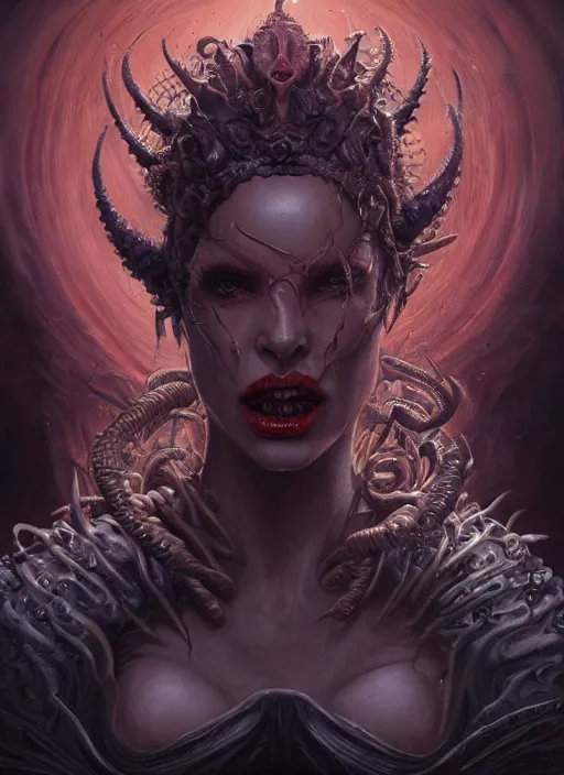 Image similar to a hyper detailed face portrait of the queen of blades, diablo 4 lilith, sideshow figurines, cthulu, by tom bagshaw, artgerm, dorian cleavenger, greg rutkowski, wlop, astri lohne, zdzisław beksinski trending on artstation