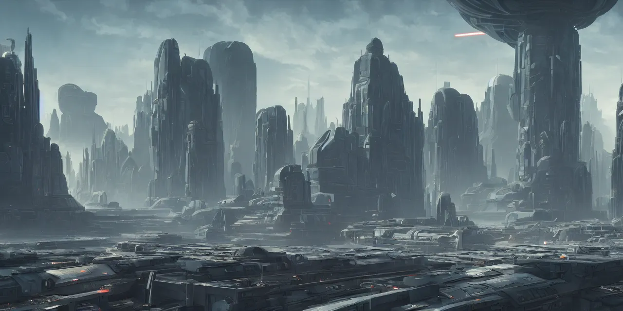 sifi - ci city by dylan cole, matte painting with high | Stable Diffusion