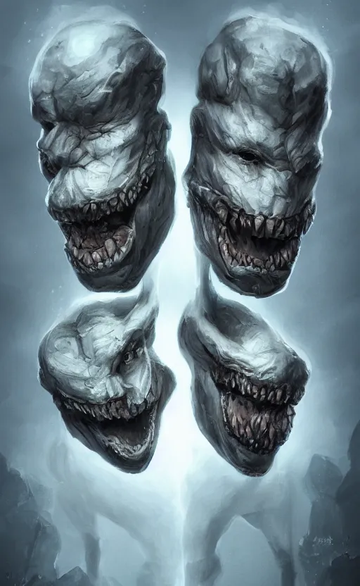 Image similar to full body portrait of of a two headed monster smiley creepily, dynamic lighting, photorealistic, fantasy concept art, ambient lighting, atmospherical, stunning visuals, creative, cinematic, ultra detailed, trending on art station