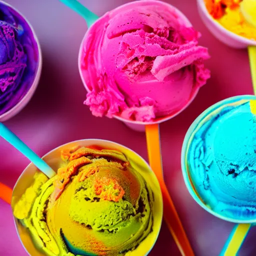 Image similar to colorful crystal icecream, very detailed, food photography, 4 k