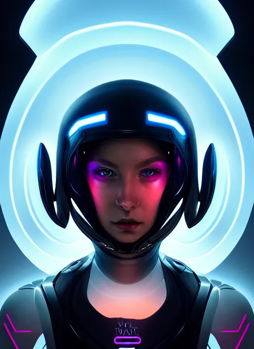 Prompt: symmetry!! portrait of side!! of a female character with helmet fantasy, sci - fi, tech wear, glowing lights!! intricate, elegant, highly detailed, digital painting, artstation, concept art, smooth, sharp focus, illustration, art by julian del rey and daryl tan