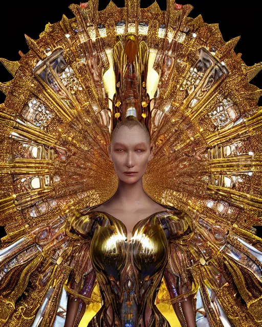 Image similar to a highly detailed metahuman 4 k close up render of an alien goddess bella hadid monument renaissance in iris van herpen dress schiaparelli in diamonds crystals swarovski and jewelry iridescent in style of alphonse mucha gustav klimt trending on artstation made in unreal engine 4