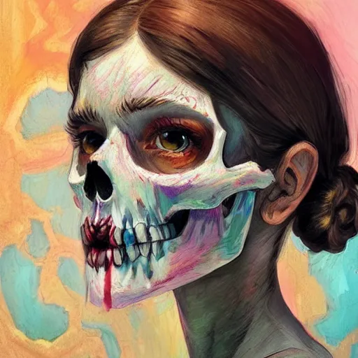 half skull face paint girl