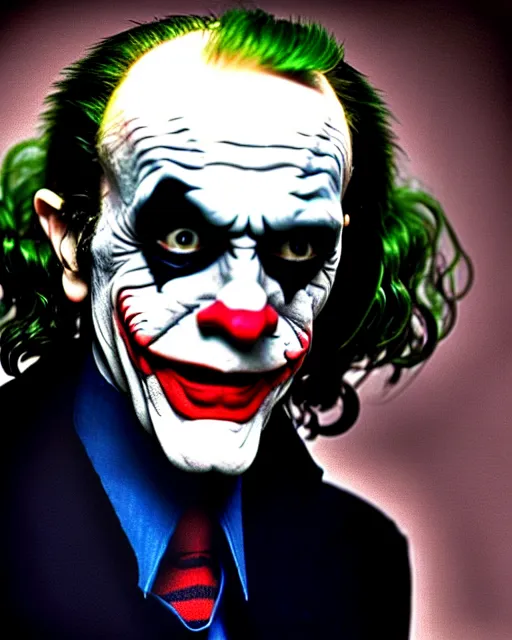 uhd candid photo of george carlin dresed as the joker. | Stable Diffusion