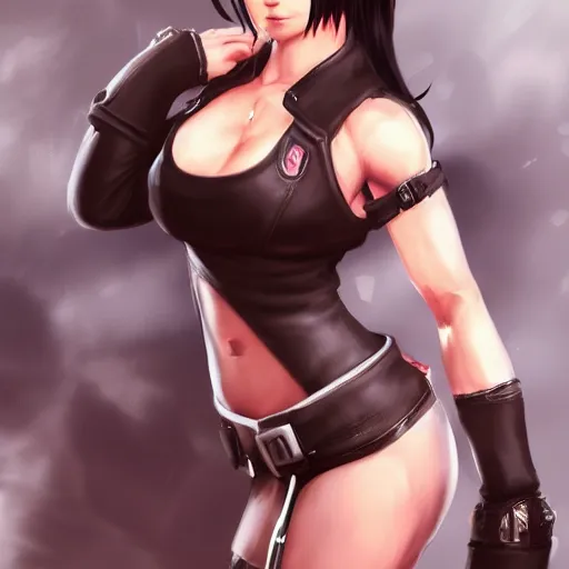 Image similar to full body shot of tifa lockhart, concept art trending on artstation