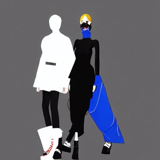 Image similar to balenciaga vetements fashion influencer character minimalistic illustration. popular on pixiv