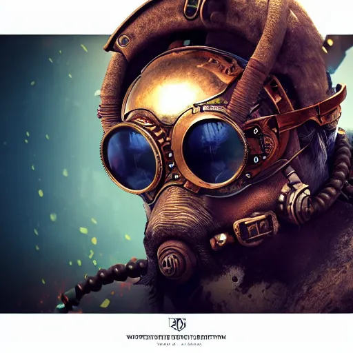 Image similar to rat warrior with steampunk goggles, clockwork, octane render, epic, cinematic, psychedelic, lsd, dmt by ruan jia