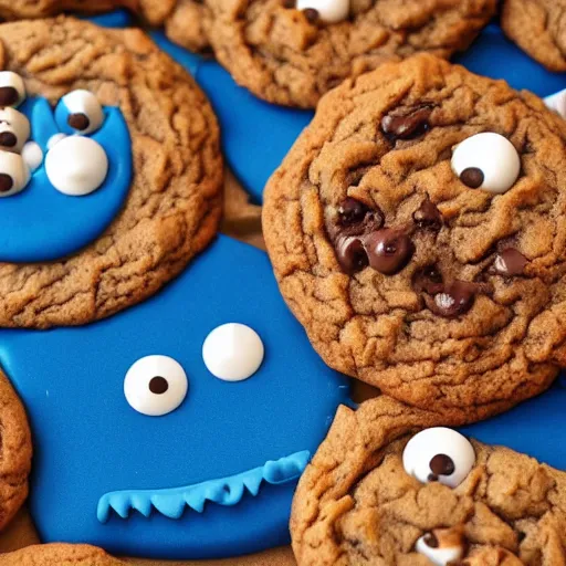 Image similar to cookie monster getting eaten by cookies
