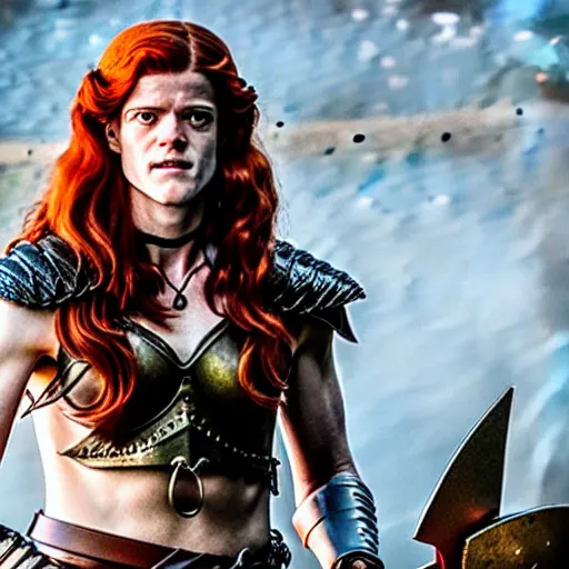 Prompt: rose leslie as red sonja