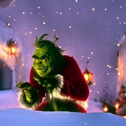 Prompt: A still of Danny Devito as the Grinch in How the Grinch Stole Christmas (2000)