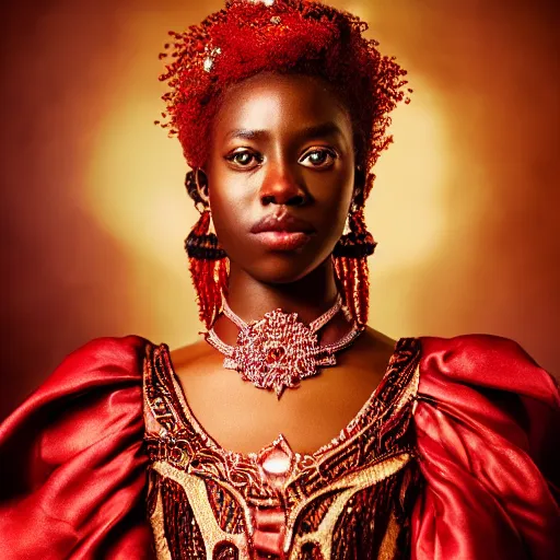 Prompt: portrait of wonderful princess of ruby with dark skin, ornate 8 k gorgeous intricate detailed, accent lighting, dramatic light, octane render