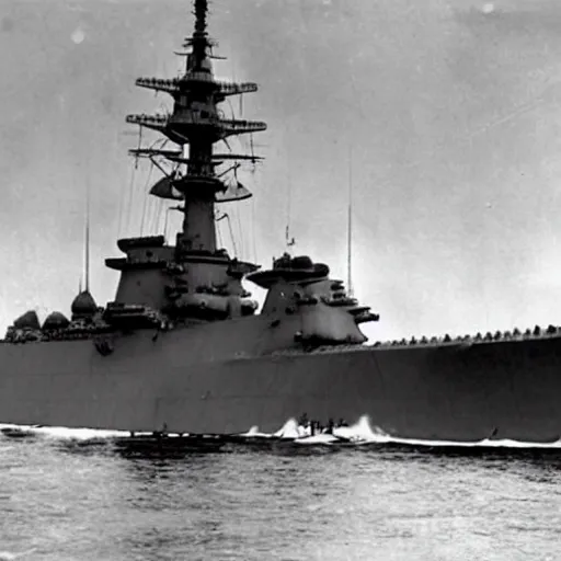 Prompt: japanese battleship yamato in 1 9 4 5