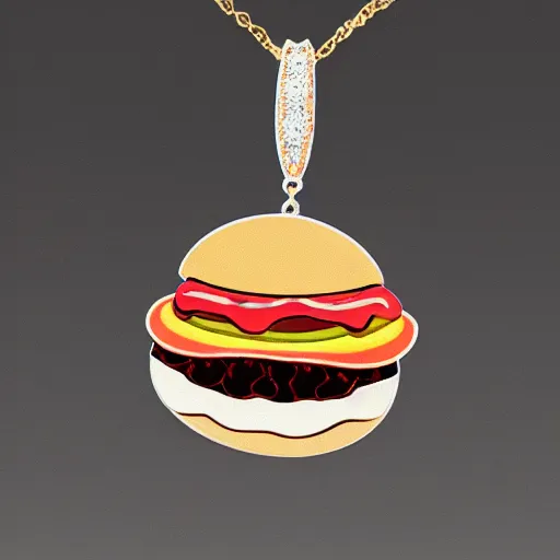 Prompt: fine jewelry hamburger designs. 4 k, dramatic lighting 8 k.