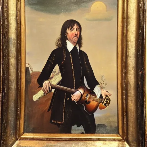 Prompt: 17th century oil painting portrait of paul mccartney as a king