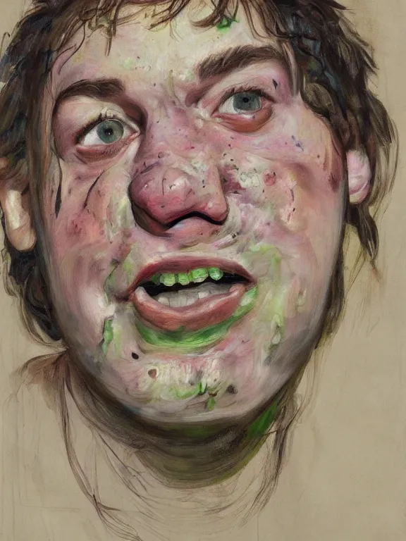 Image similar to shrek portrait by jenny saville