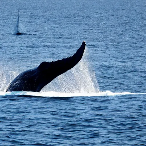 Image similar to photo of a whale riding a bicycle