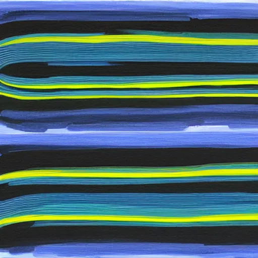 Image similar to painting of forms ( blue, yellow, green ) divided by black lines