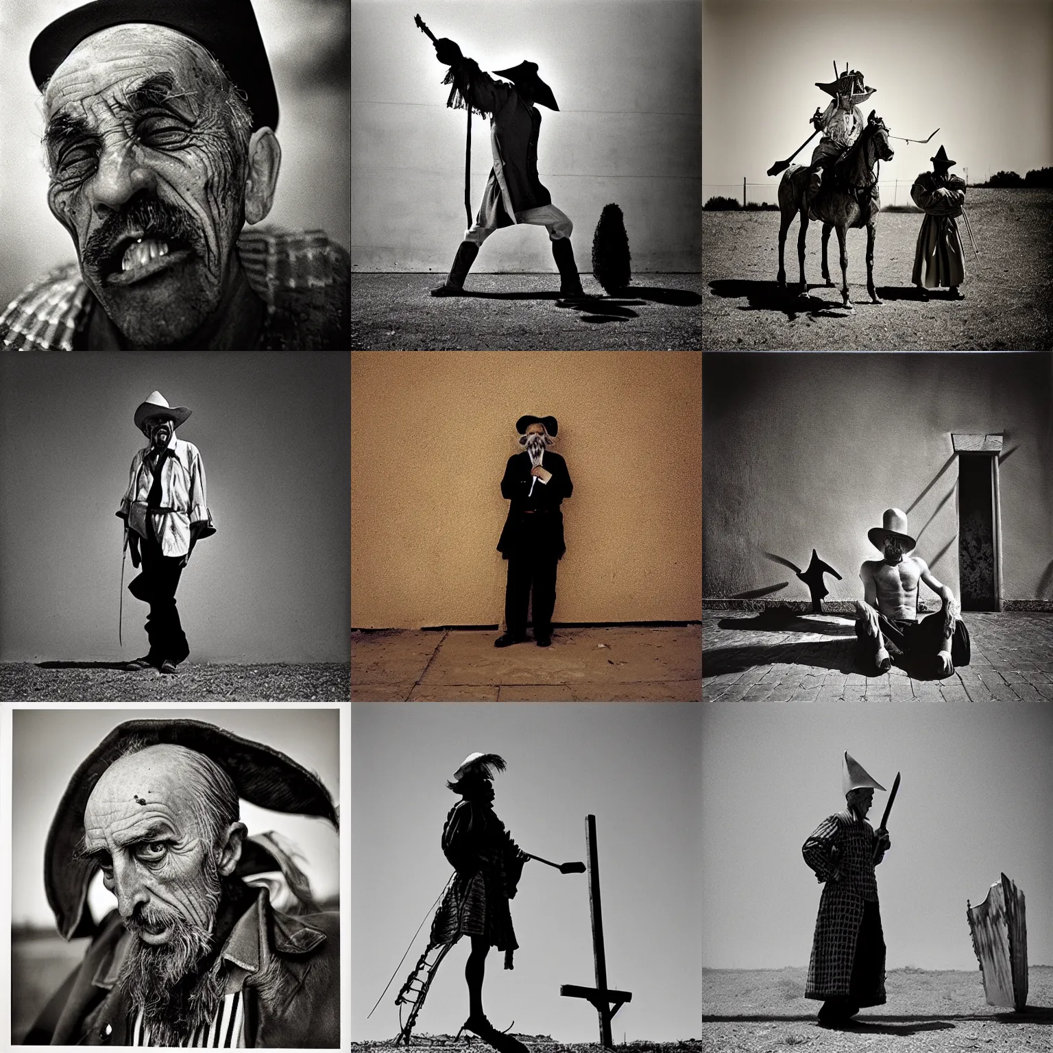 Prompt: “Don Quixote, photo by Bruce Gilden, Magnum photos, award winning”