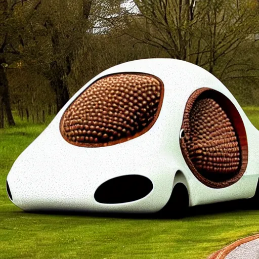 Image similar to a car shaped like an acorn, concept,