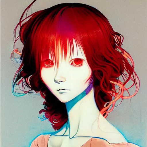 Image similar to prompt : red portrait soft light painted by james jean and katsuhiro otomo and erik jones, inspired by evangeleon anime, smooth face feature, intricate oil painting, high detail illustration, sharp high detail, manga and anime 1 9 9 0