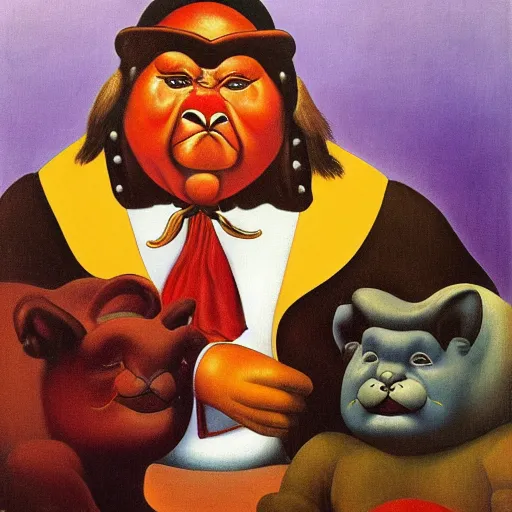 Image similar to colombian devil by botero, jp morgan