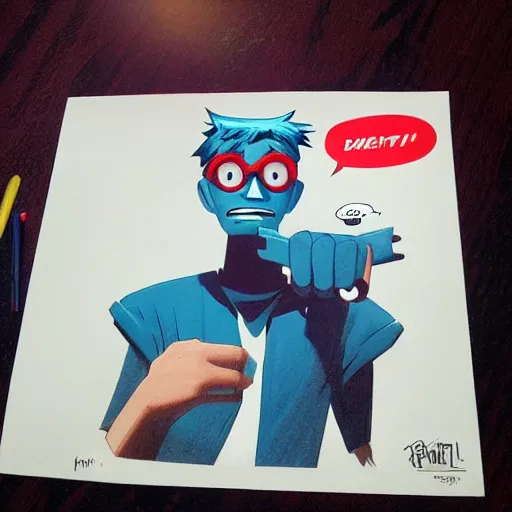 Image similar to nerd guy with psychic powers, by jamie hewlett and artgerm,