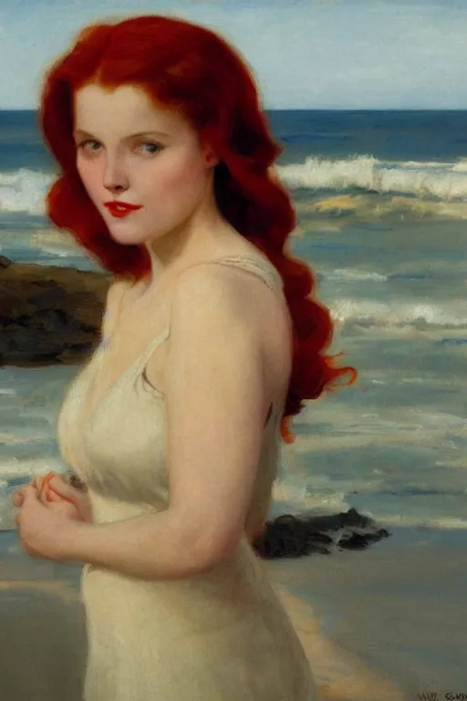 Image similar to a red haired girl beach vittorio matteo corcos