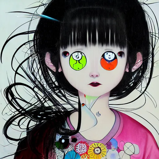 Prompt: a surreal portrait of a girl by takashi murakami, trending on art station