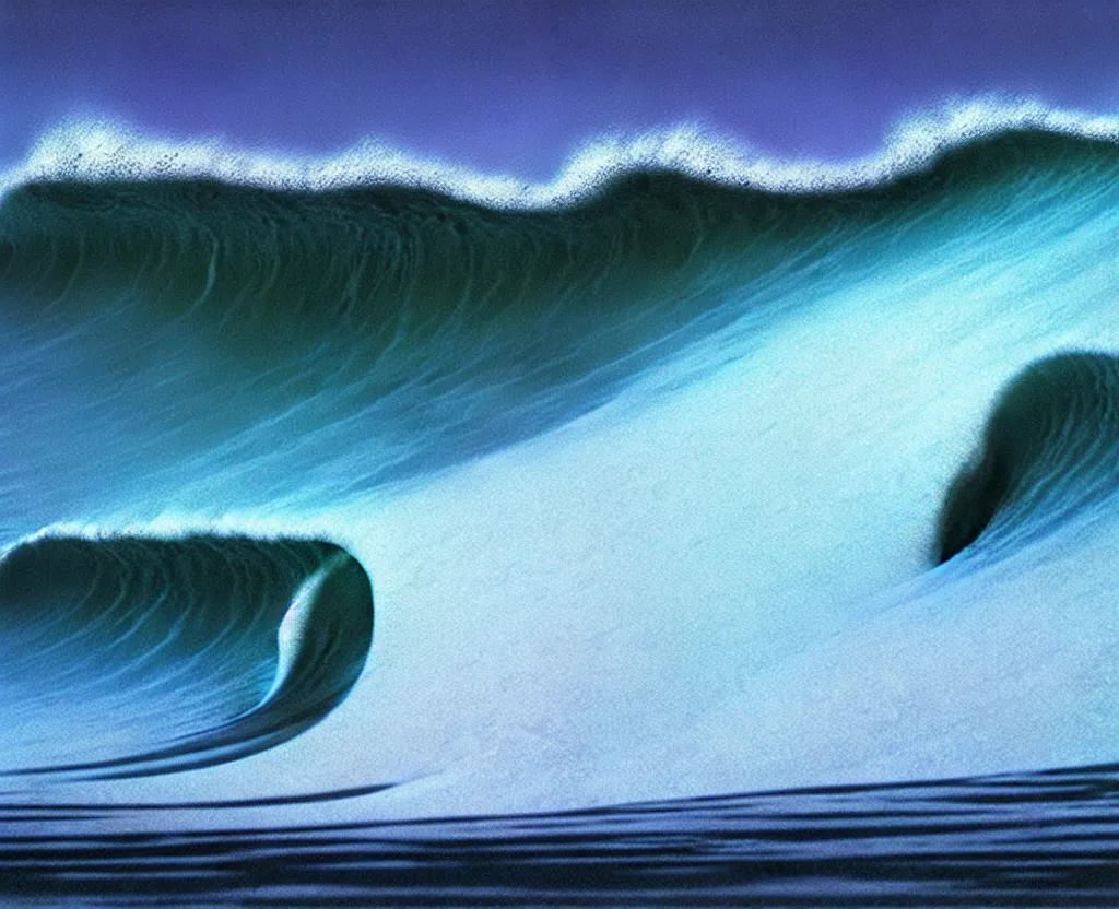 Prompt: Banzai Pipeline Wave breaking darkness barrel by Zdzisław Beksiński; Ultra-Realistic 3d depth shading;