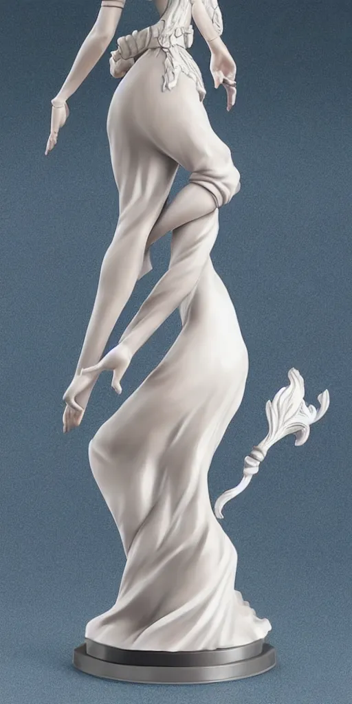 Prompt: a highly detailed 3D figurine of Lady Lunafreya