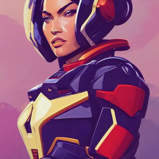 Image similar to a portrait of a stunning beautiful elite megan fox gundam pilot, with an intricate, detailed, urban inspired hiphop afro futuristic helmet, vector behance hd jesper ejsing, rhads, makoto shinkai, lois van baarle, ilya kuvshinov, rossdraws, hd, 3 2 k, ilya kuvshinov, gustav klimt