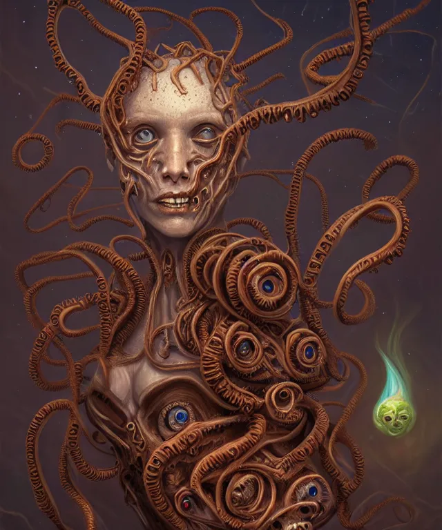 Image similar to a portrait painting, polycount, surrealism, surrealist, lovecraftian, cosmic horror, high detail