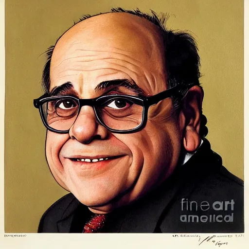 Image similar to danny devito portrait art by norman rockwell