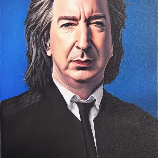 Image similar to A portrait of Alan Rickman as Batman, oil painting