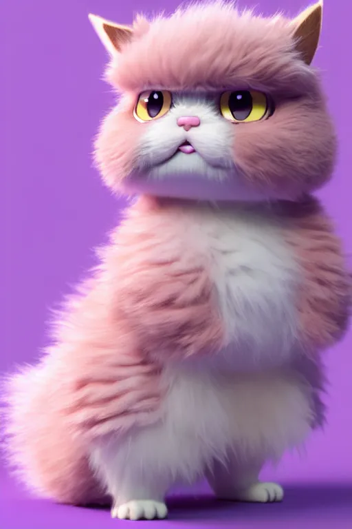 Image similar to high quality 3 d render hyperrealist very cute pastel fluffy! grumpy griffin cat hybrid with armor, vray smooth, in the style of detective pikachu, hannah yata charlie immer, dramatic pink light, low angle, uhd 8 k, sharp focus