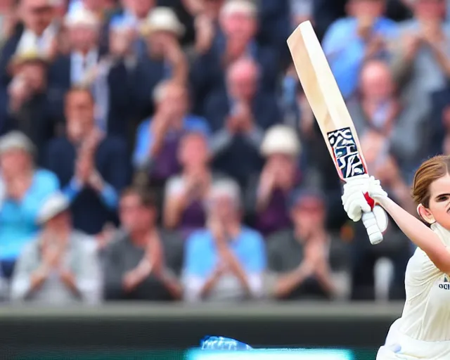 Image similar to emma watson opens the batting for england at lord's cricket ground, sports photography, 4 k