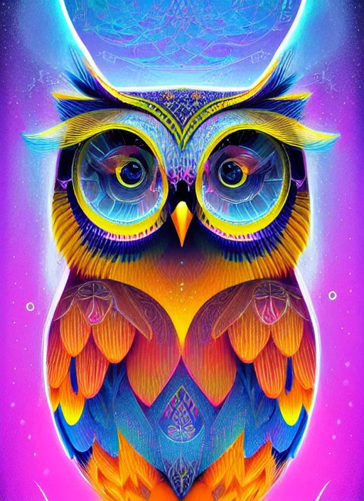 Image similar to symmetry!! product render poster vivid colors divine proportion owl, ice and snow, glowing fog intricate, elegant, highly detailed, digital painting, artstation, concept art, smooth, sharp focus, illustration,