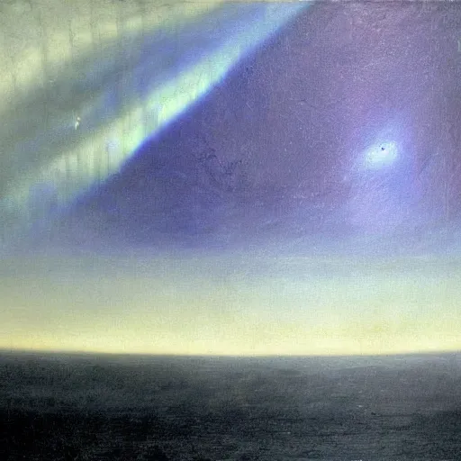 Image similar to the epic abstract painting'blue arctic void with black and red aurora borealis above a pod of humpback whales ', by caspar david friedrich!!!, by rothko!!!, stunning masterpiece, trending on artstation