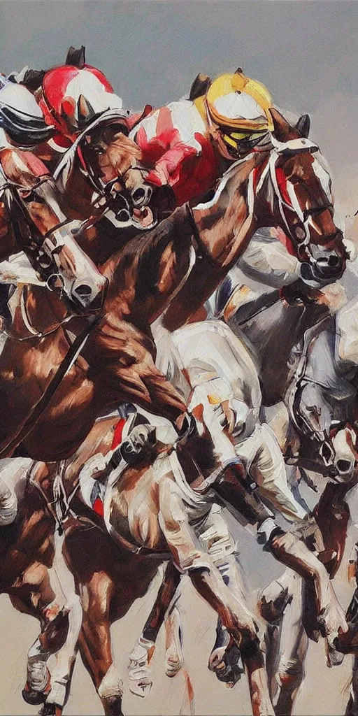 Prompt: oil painting scene from Horse racing by kim jung gi