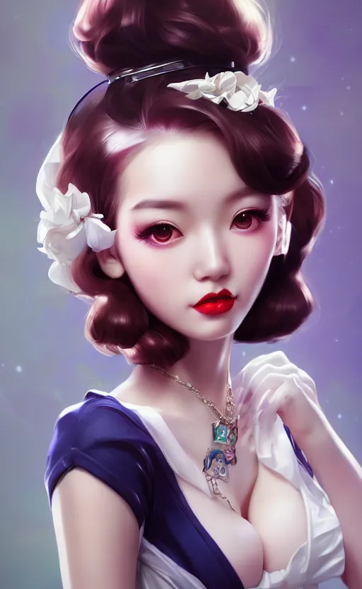 Prompt: a pin up and beautiful fashion charming dreamlke korea girl with lv jewelry, character art, art by artgerm lau and wlop and and ilya kuvshinov and john singer sargent, hyperdetailed, 8 k realistic, symmetrical, frostbite 3 engine, cryengine, dof, trending on artstation, digital art