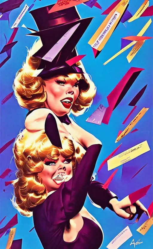 Prompt: rip taylor throwing confetti, retro - futuristic poster style by artgerm and arthur adams, amazing composition