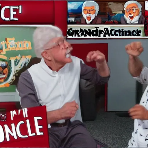 Prompt: Grandpa KFC fights with Uncle McDonald