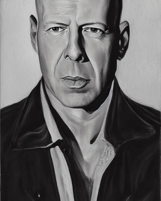 Prompt: portrait of bruce willis by stavros damos