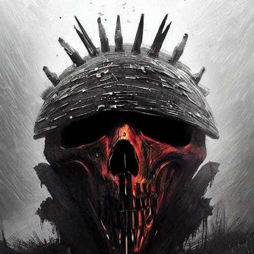 Image similar to crow skull knight helmet, grimdark, fantasy, trench crusade, terrifying, dark, fog, atmospheric cold lighting, dark souls, hyperrealistic, art by sparth