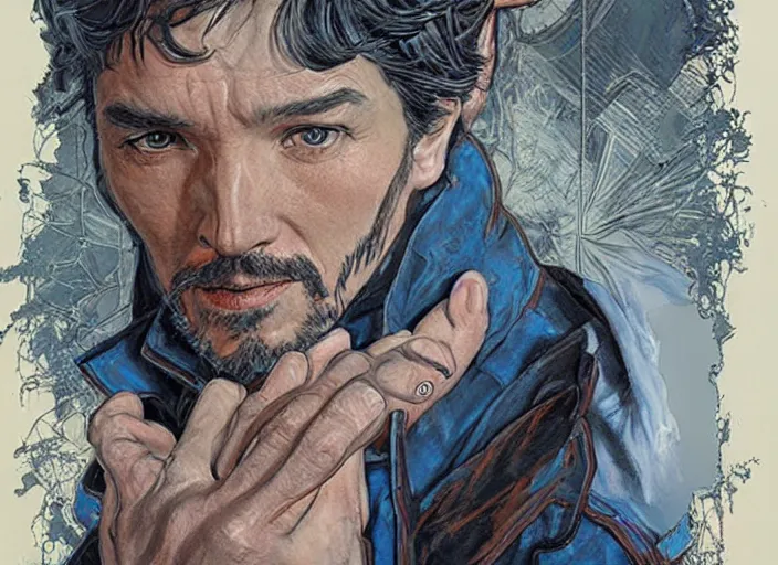 Prompt: a highly detailed medical portrait of stephen strange, james gurney, james jean