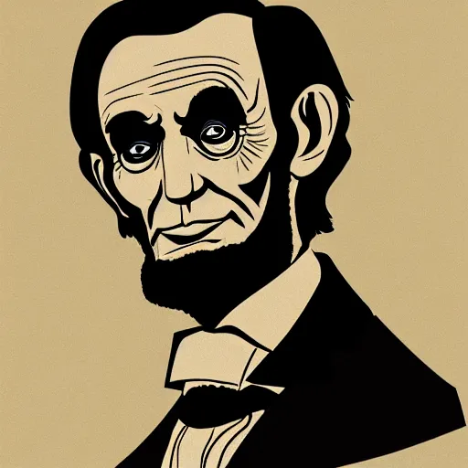 Image similar to portrait of abe lincoln in the style of clone high. thick outlines, flat colors, angular