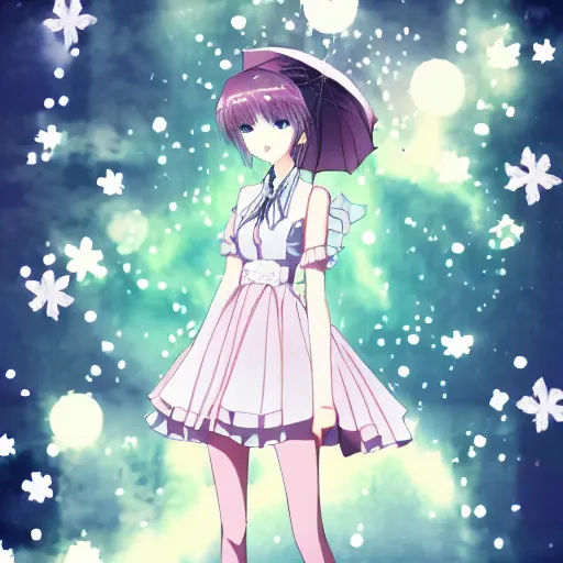 Image similar to a cute girl wearing elegant clothes, anime key visual, typography,