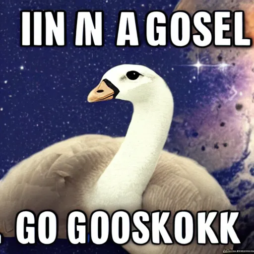 Image similar to in space a goose is honking