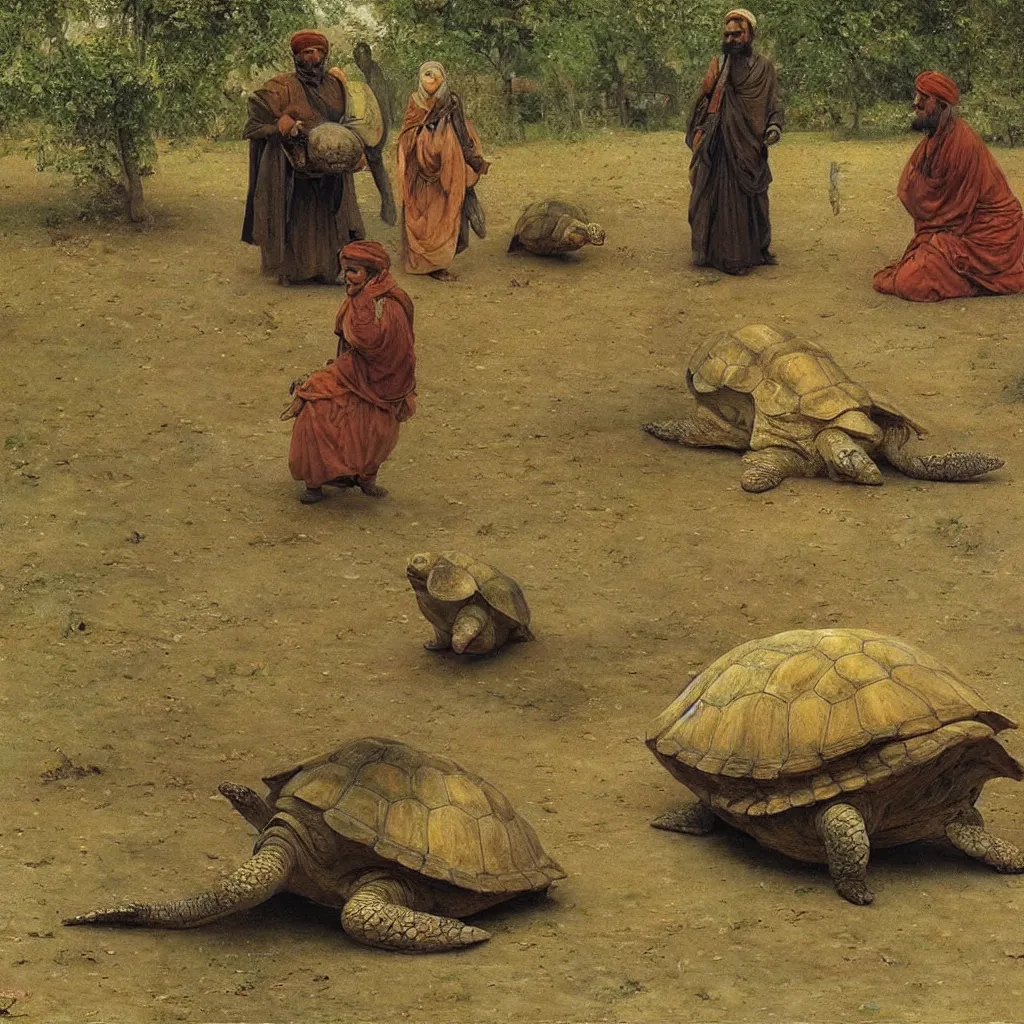 Osman Hamdi Bey, The Tortoise Trainer, Canvas | Stable Diffusion