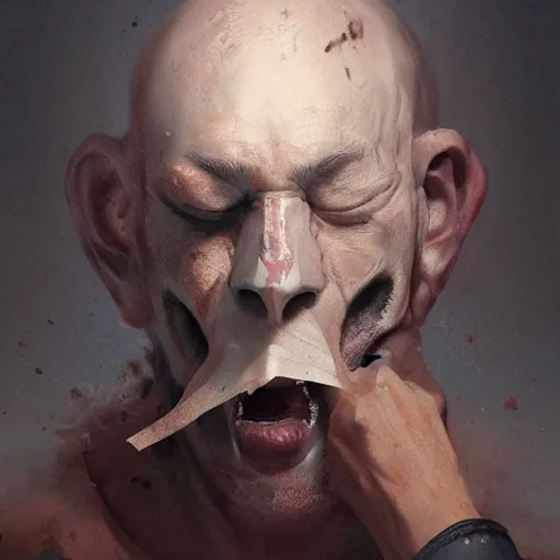 Prompt: portrait of character with his nose ripped off with his nose ripped off with his nose ripped off with his nose ripped off with his nose ripped off with his nose ripped off with his nose ripped off, by Greg rutkowski